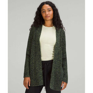 Lululemon Cotton Cashmere Blend Sweater Wrap Size 2 Green Foliage Oversized